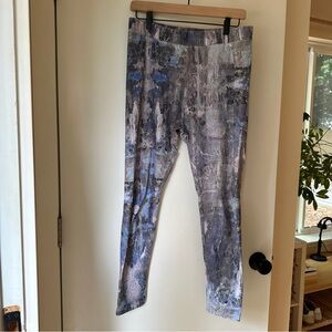 Soft Surroundings moonstone watercolor print blue and gray cotton leggings